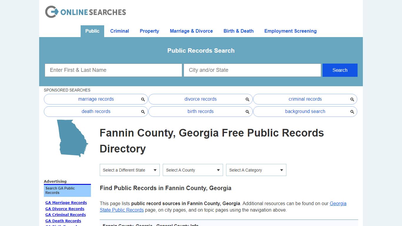 Fannin County, Georgia Public Records Directory
